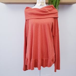 Anthropologie Maeve Orange Cowl Neck Sweater